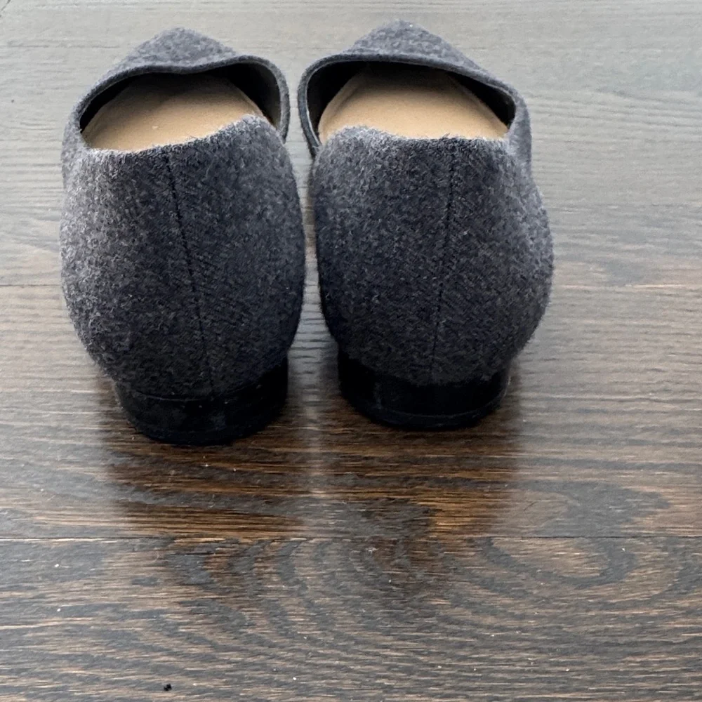 Via Spiga Charcoal D’Orsay Flats Pointed Toe Wool Felt Ballet Shoes Size 7.5